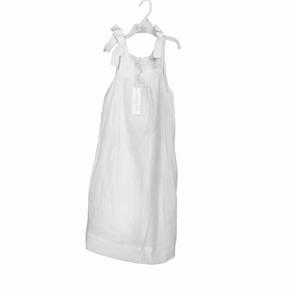 NWT GIRLS COOPER KEY WHITE SHOULDER STRAPS SIMPLE SUMMER DRESS WRINKLE LINED